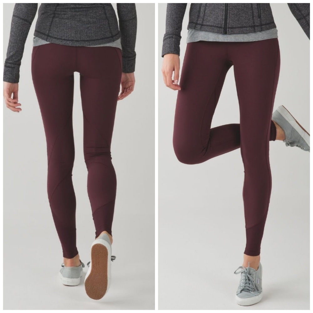 LULULEMON Drop It Like It's Hot Tight in Bordeaux Drama 2 ribbed with po…